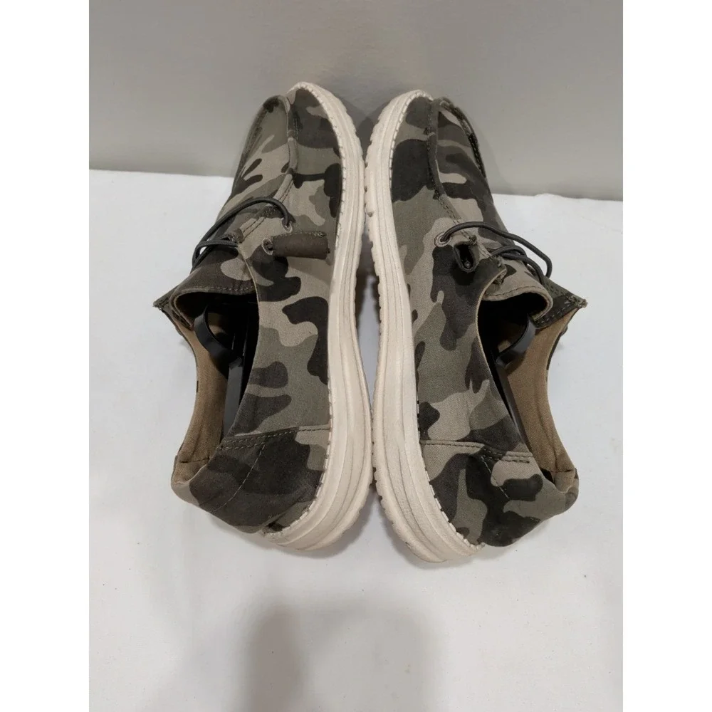 Hey Dude Wendy Camo Womens 9 Green Camouflage Canvas Slip On Loafers 121417003